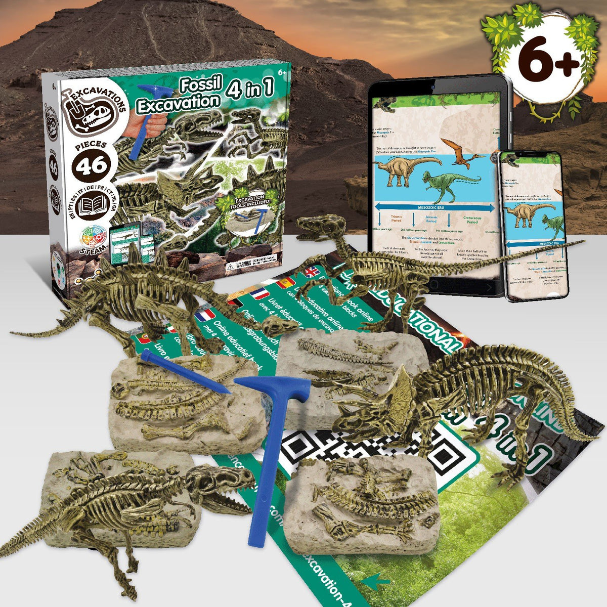 Escavações Fósseis Dinossauros 4 em 1