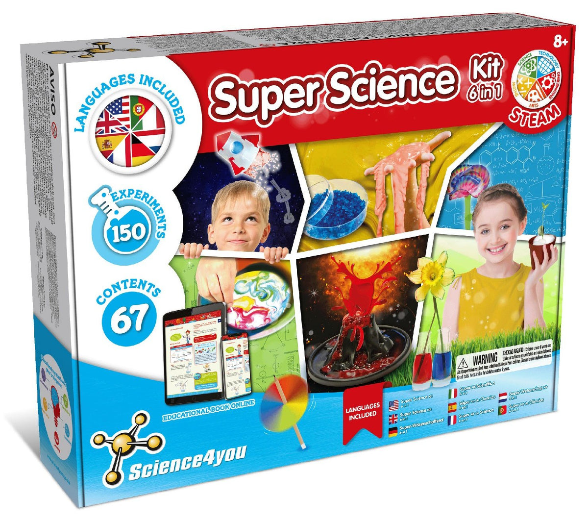 Super Science Kit 6 en 1 - 150 Experimentos - Versión Multilingüe