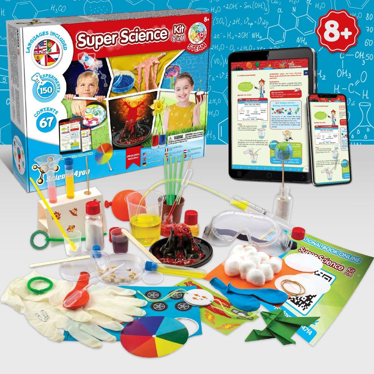Super Science Kit 6 en 1 - 150 Experimentos - Versión Multilingüe