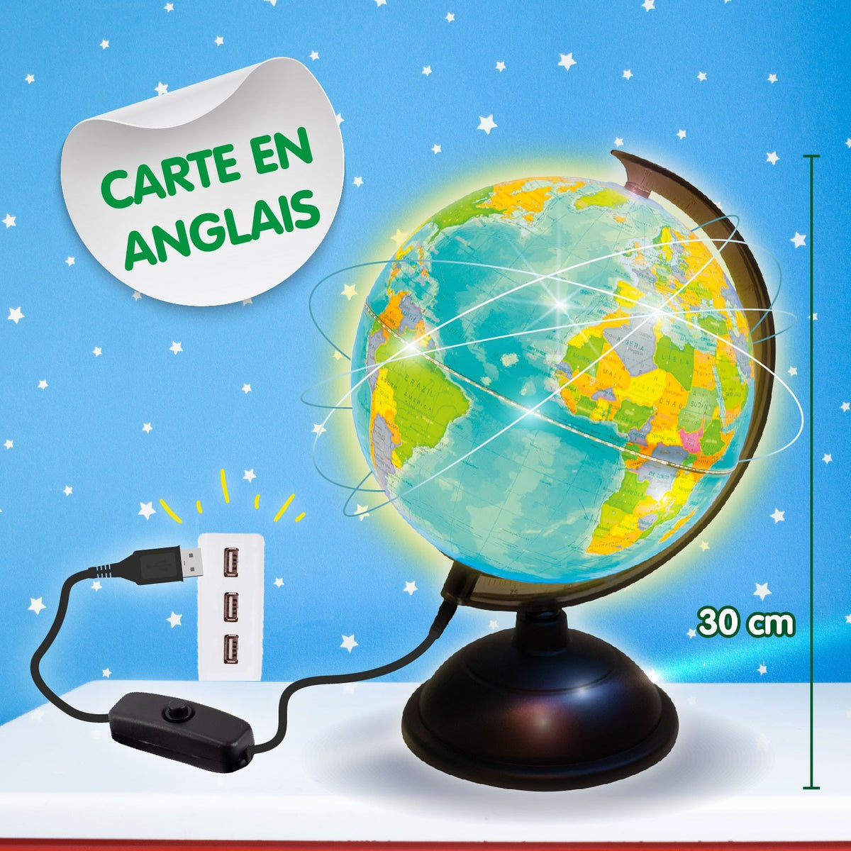 Globe Terrestre Lumineux - Version Anglaise