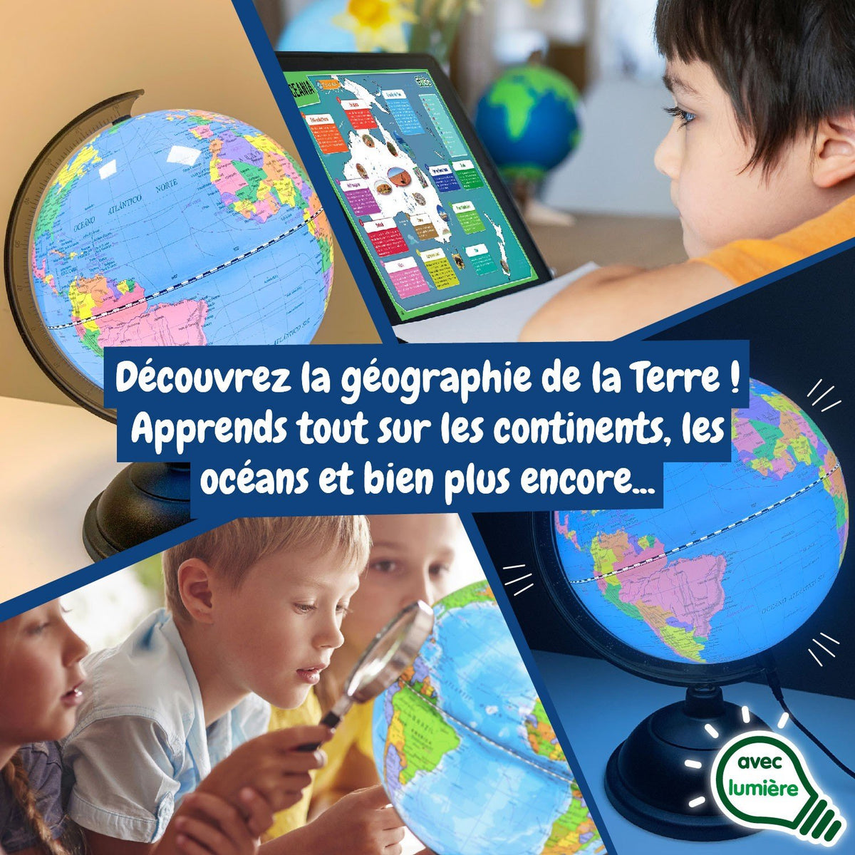 Globe Terrestre Lumineux - Version Anglaise