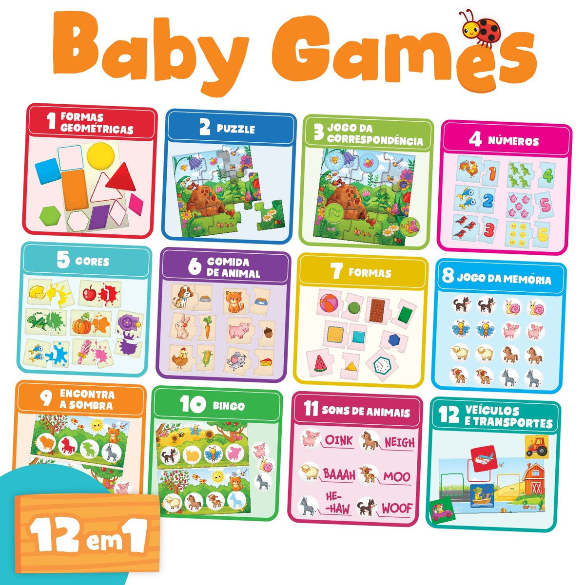 Jogo Montessori - Primeiros Passos 12 em 1