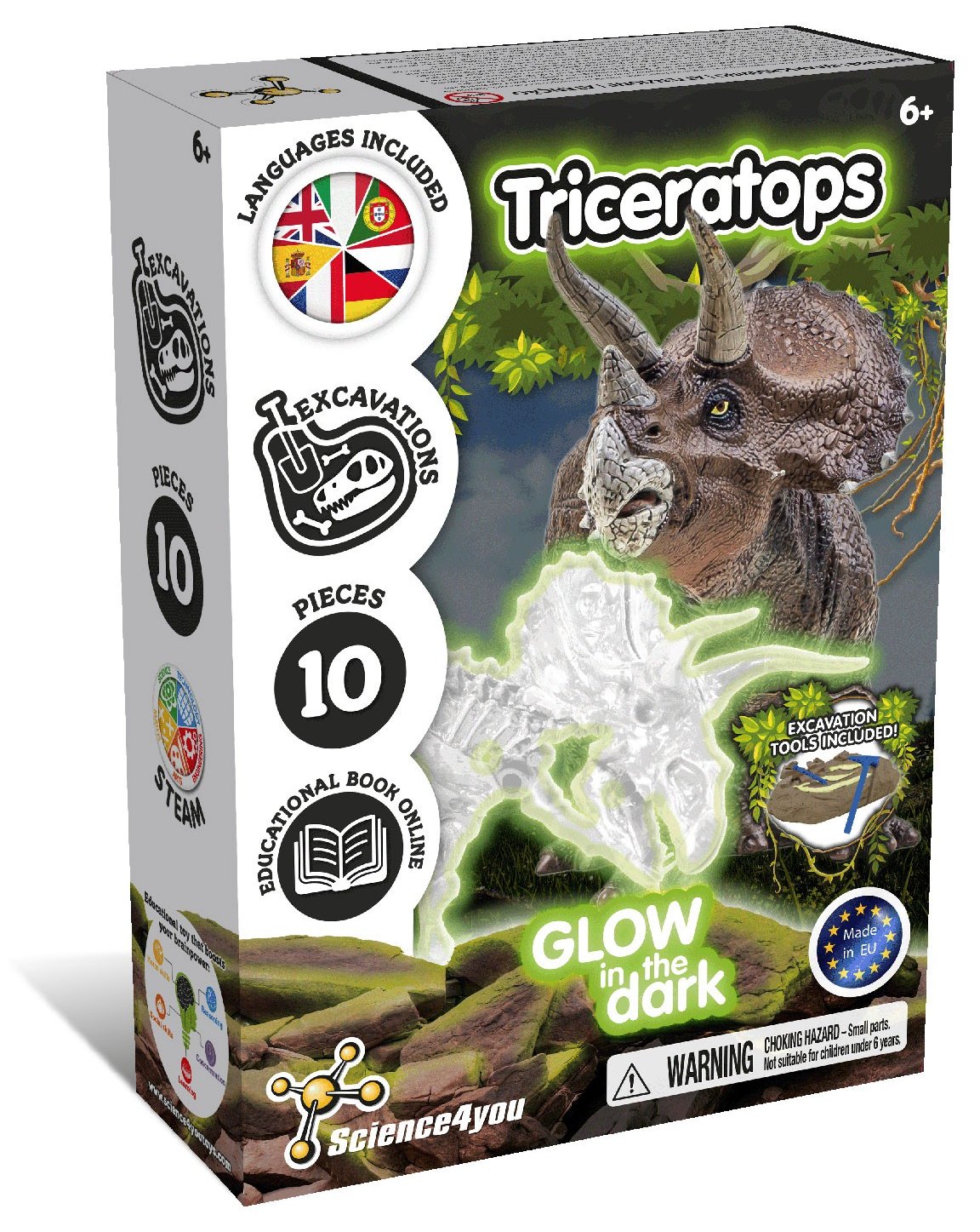Fossilienausgrabungen leuchten im Dunkeln - Triceratops