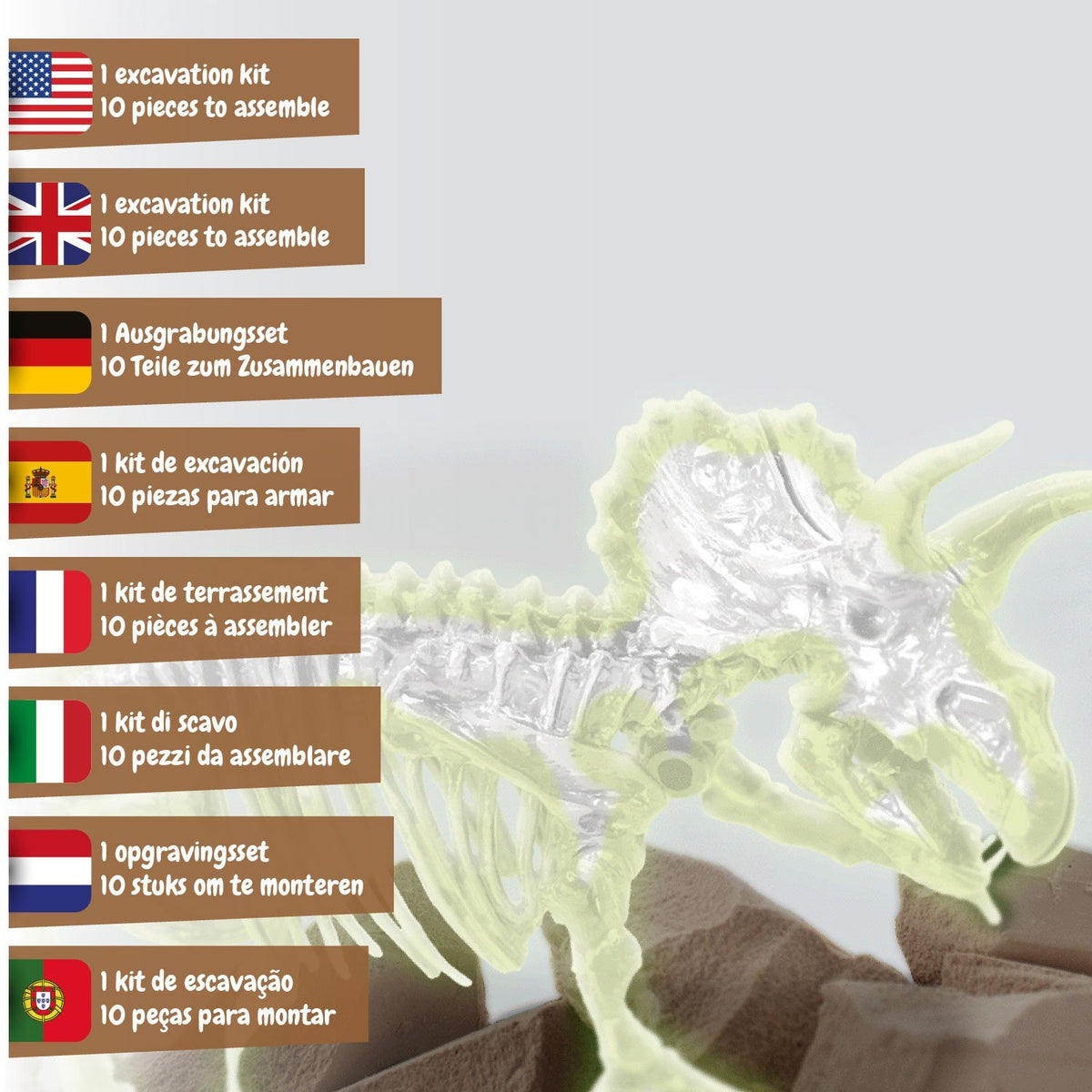 Fossil Excavations Glow in the Dark - Triceratops