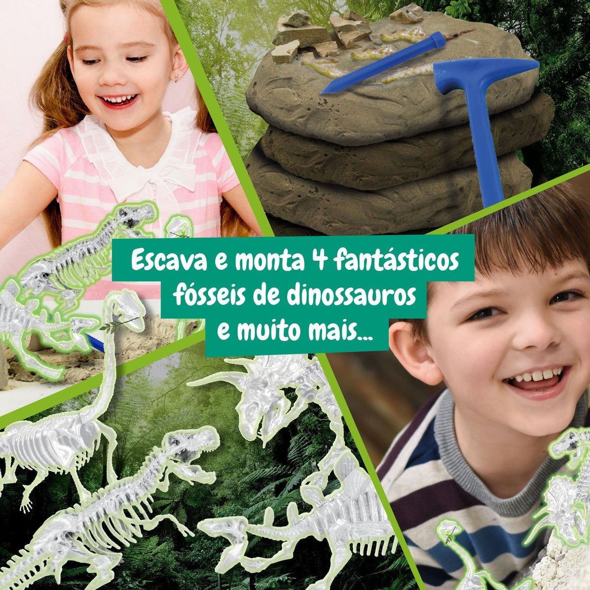4-in-1 Fossil Excavations - Glow in the Dark