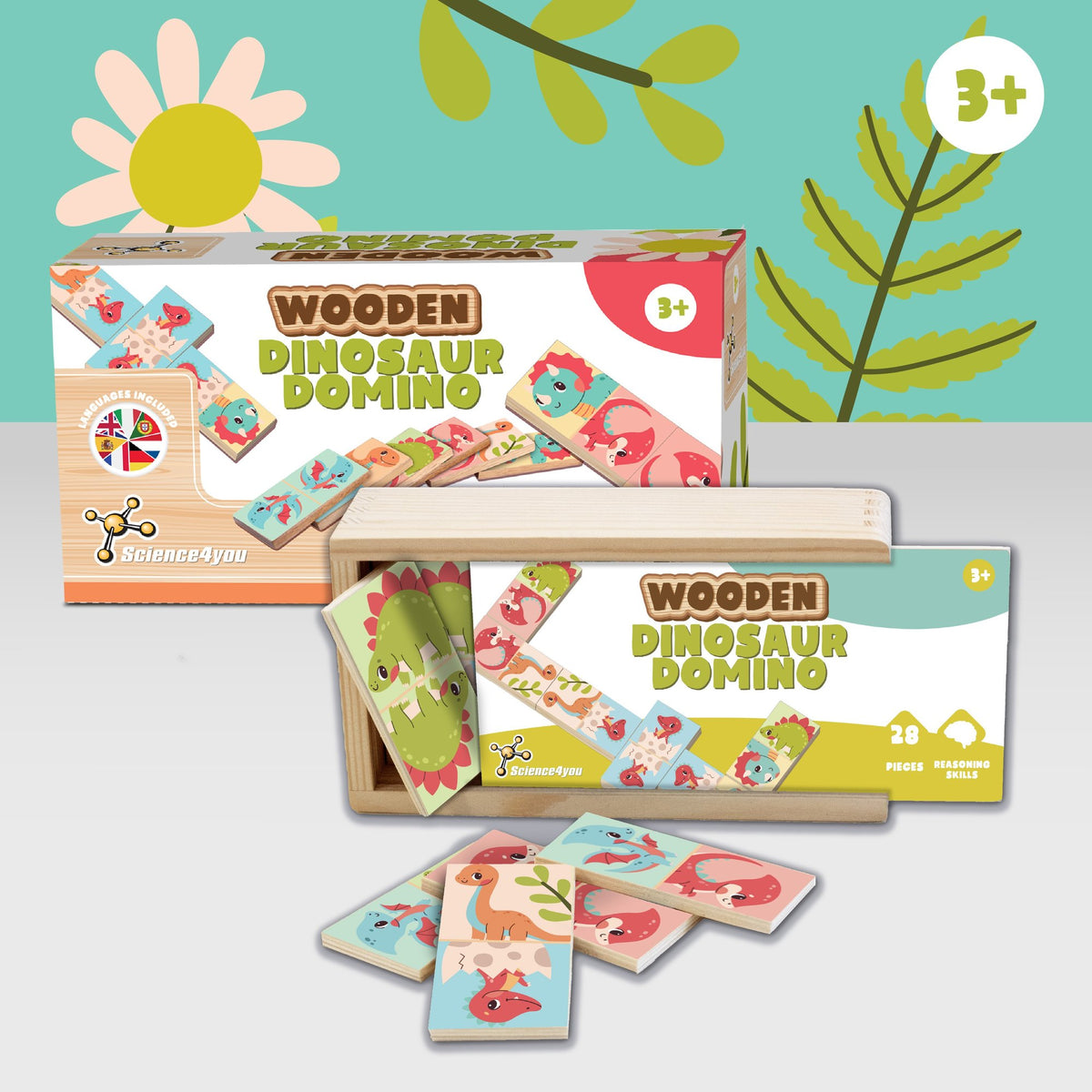 Domino en Bois Dinosaures